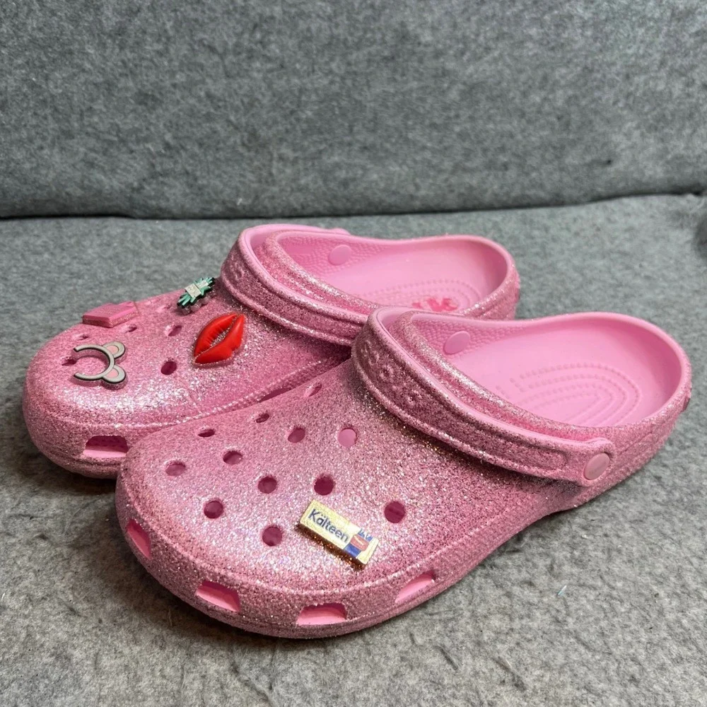 Crocs Mean Girls Classic Clog Pink Glitter Jibbitz Limited Edition Men's Size 11